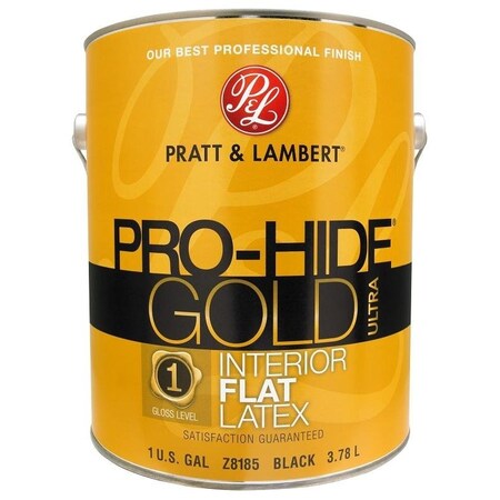 Pratt & Lambert ProHide Gold Ultra Z8180 Interior Paint, Flat, Black, 1 gal 0000Z8185-16